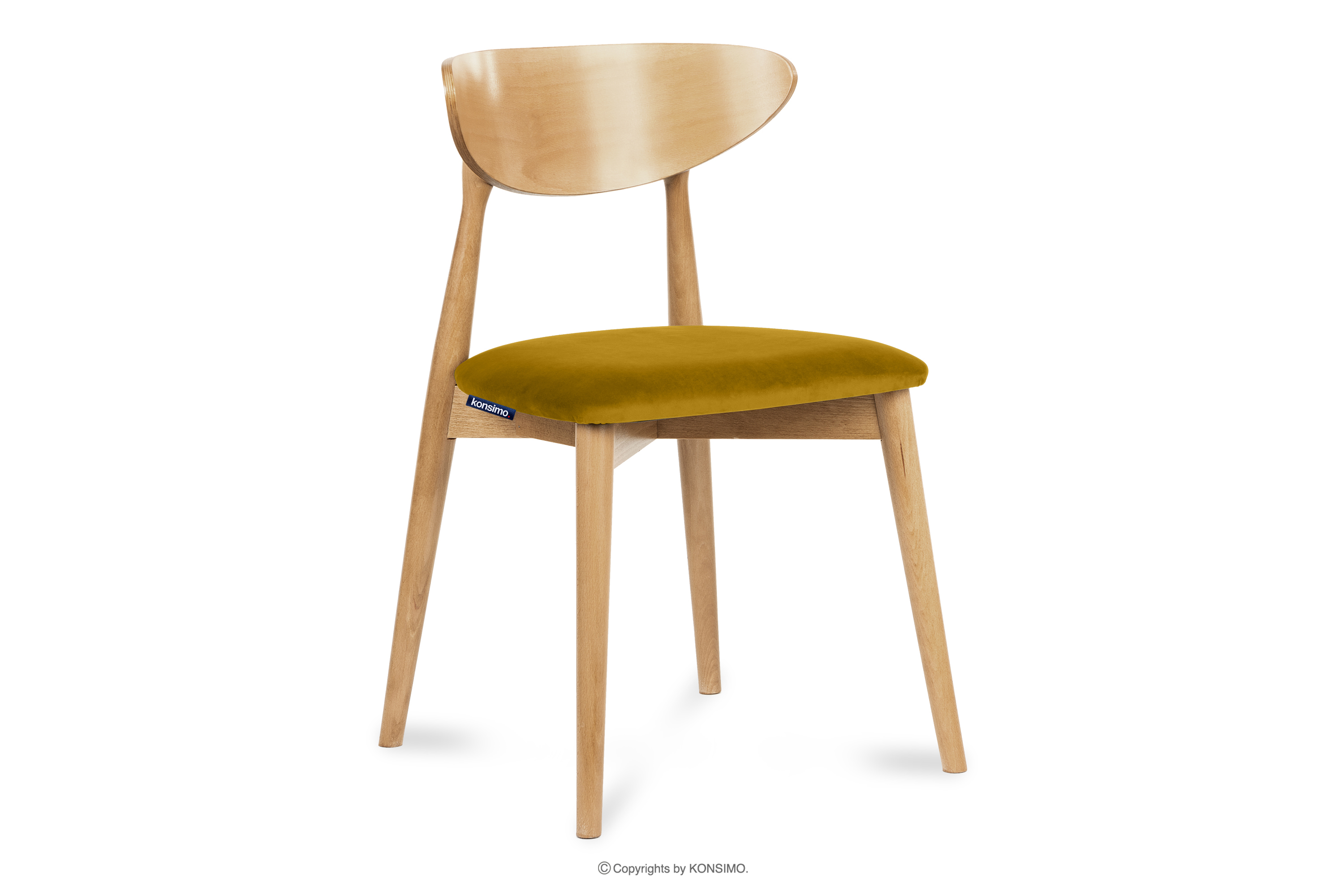 Krzesło drewniane dąb żółty welur