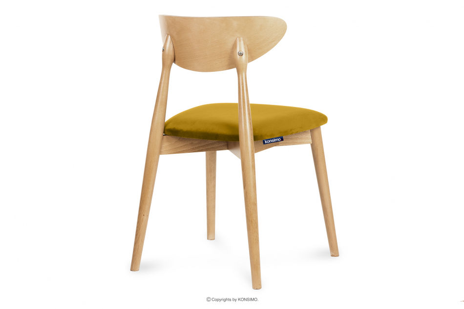 RABI Krzesło drewniane dąb żółty welur musztardowy/dąb jasny - zdjęcie 4