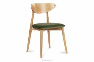 RABI, https://konsimo.pl/kolekcja/rabi/ Krzesło drewniane dąb zielony welur zielony/dąb jasny - zdjęcie