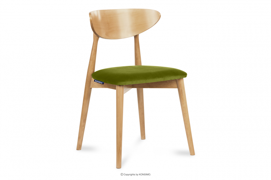 RABI Krzesło drewniane dąb zielony welur oliwkowy/dąb jasny - zdjęcie 0
