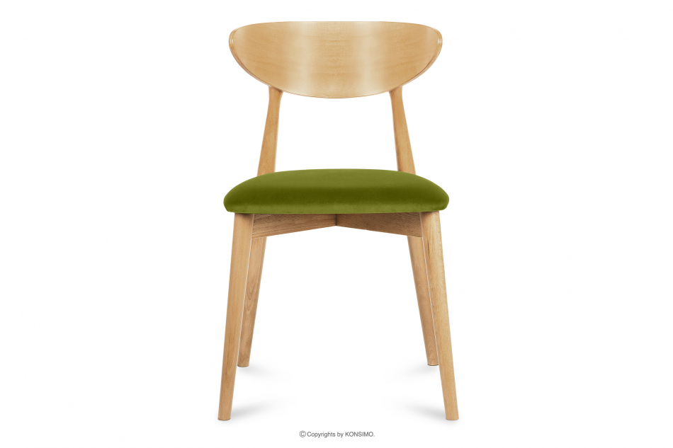 RABI Krzesło drewniane dąb zielony welur oliwkowy/dąb jasny - zdjęcie 2