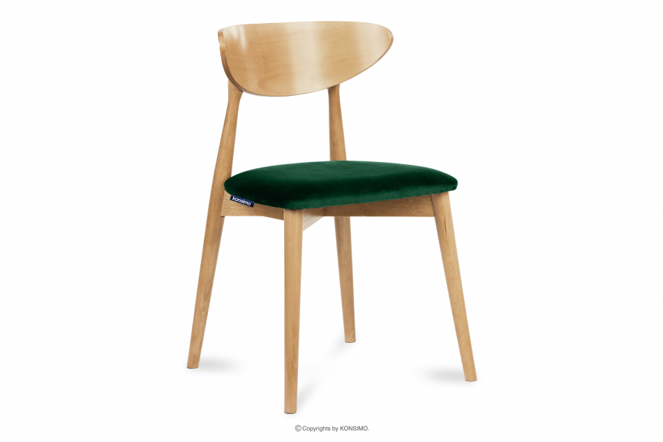 RABI Krzesło drewniane dąb butelkowa zieleń welur ciemny zielony/dąb jasny - zdjęcie 0
