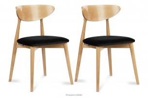 RABI, https://konsimo.pl/kolekcja/rabi/ Krzesła drewniane dąb czarny welur 2szt czarny/jasny dąb - zdjęcie