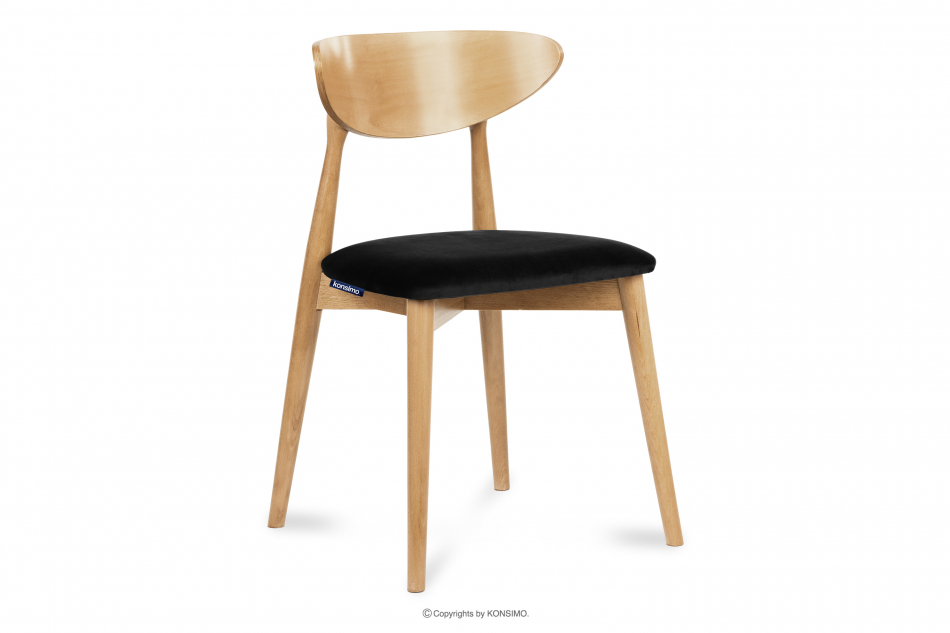 RABI Krzesła drewniane dąb czarny welur 2szt czarny/jasny dąb - zdjęcie 2