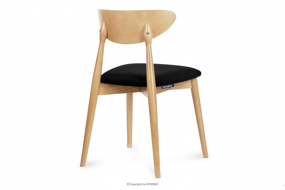 RABI Krzesła drewniane dąb czarny welur 2szt czarny/jasny dąb - zdjęcie 5