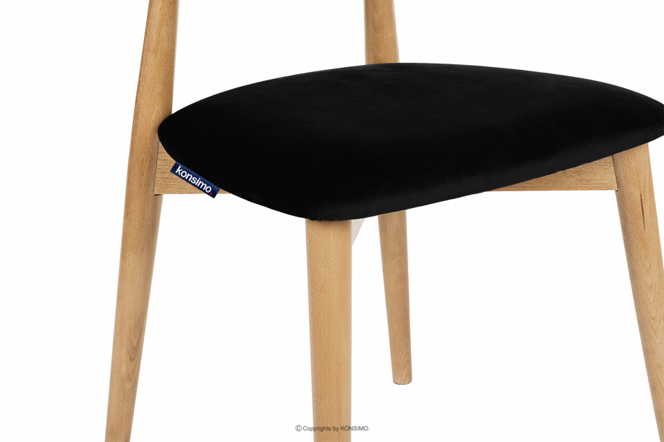 RABI Krzesła drewniane dąb czarny welur 2szt czarny/jasny dąb - zdjęcie 7