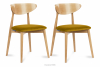 RABI Krzesła drewniane dąb żółty welur 2szt miodowy/dąb jasny - zdjęcie 1