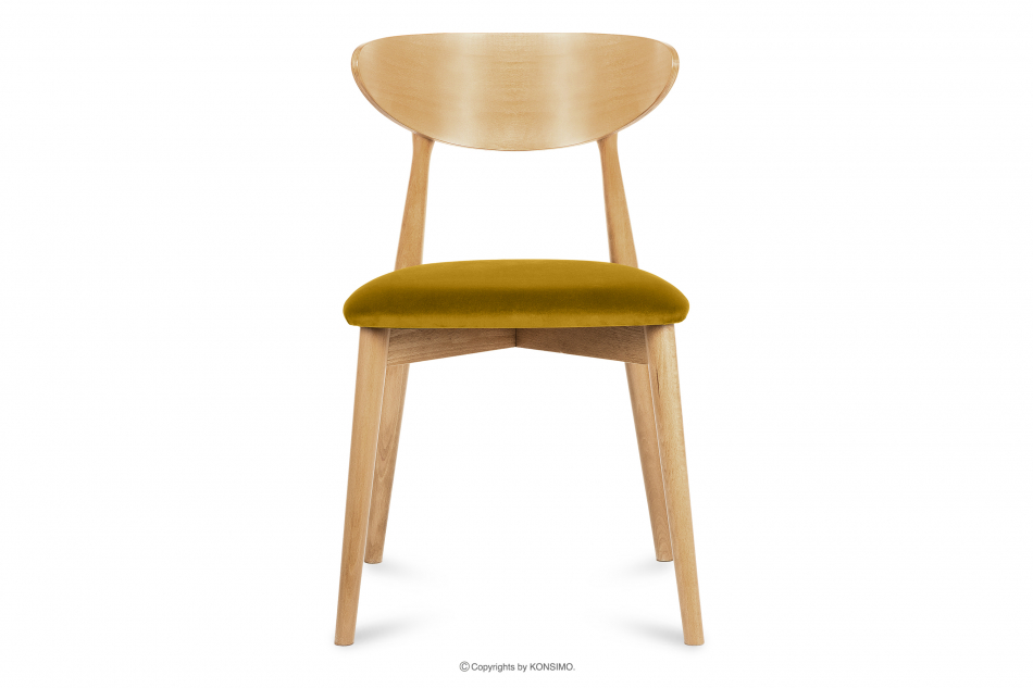 RABI Krzesła drewniane dąb żółty welur 2szt miodowy/dąb jasny - zdjęcie 3