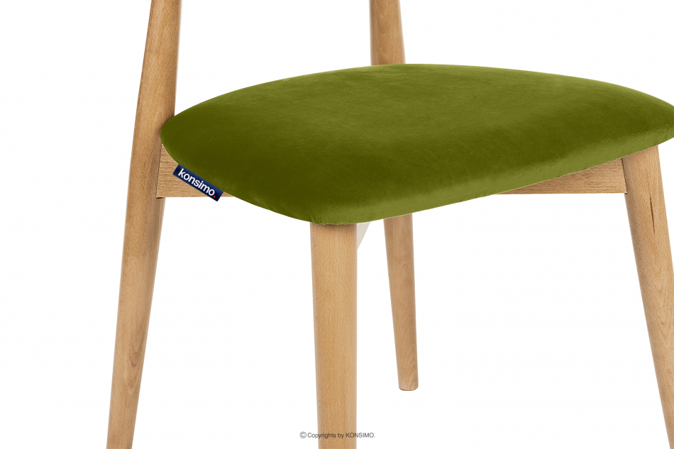 RABI Krzesła drewniane dąb zielony welur 2szt oliwkowy/dąb jasny - zdjęcie 7