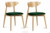 RABI Krzesła drewniane dąb butelkowa zieleń welur 2szt ciemny zielony/dąb jasny - zdjęcie 1