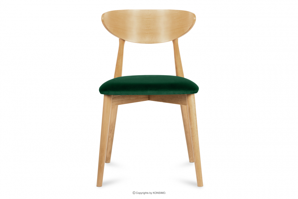 RABI Krzesła drewniane dąb butelkowa zieleń welur 2szt ciemny zielony/dąb jasny - zdjęcie 3