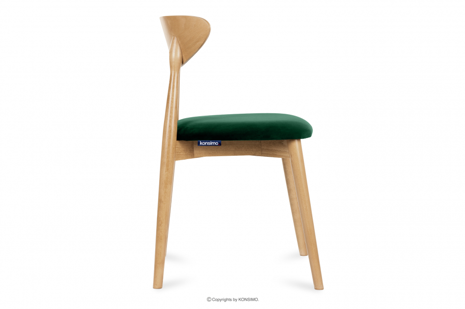 RABI Krzesła drewniane dąb butelkowa zieleń welur 2szt ciemny zielony/dąb jasny - zdjęcie 4