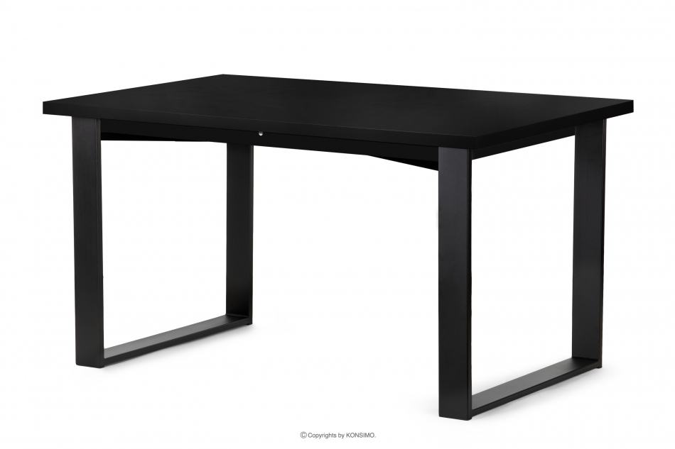 CETO Stół w stylu loftowym rozkładany matowy czarny czarny - zdjęcie 2
