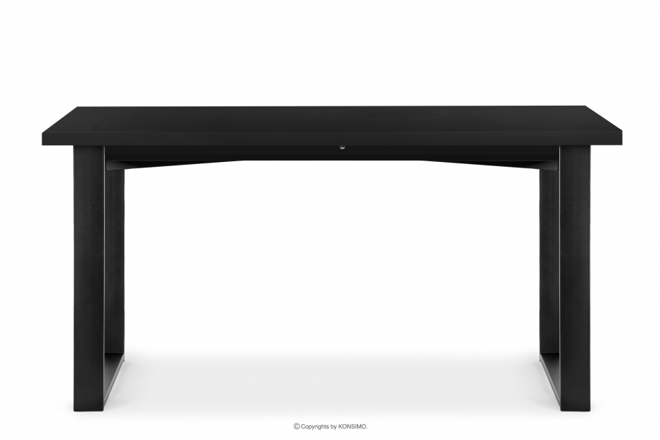 CETO Stół w stylu loftowym rozkładany matowy czarny czarny - zdjęcie 0