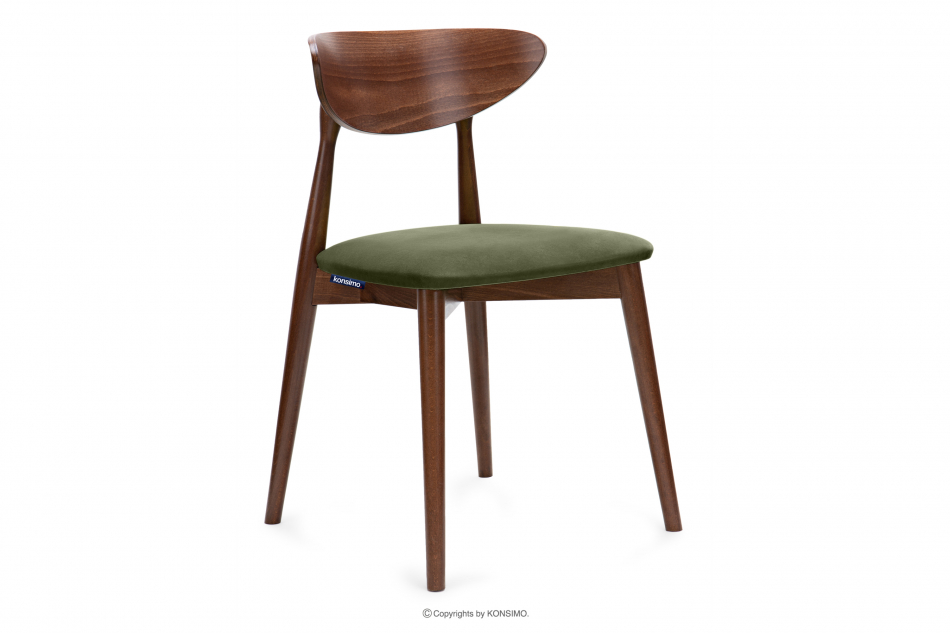 RABI Krzesło drewniane orzech średni zielony welur zielony/orzech średni - zdjęcie 0