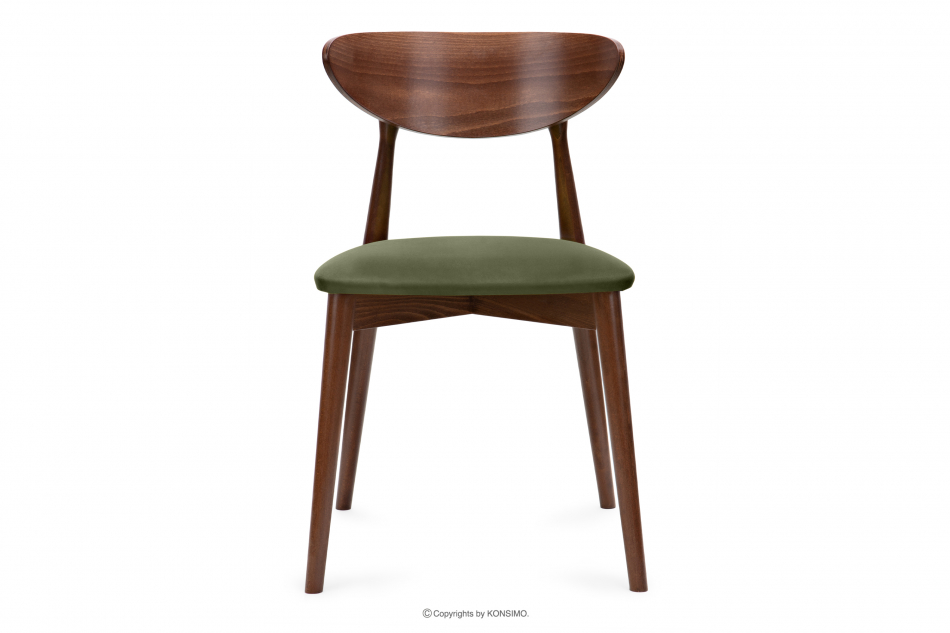 RABI Krzesło drewniane orzech średni zielony welur zielony/orzech średni - zdjęcie 2