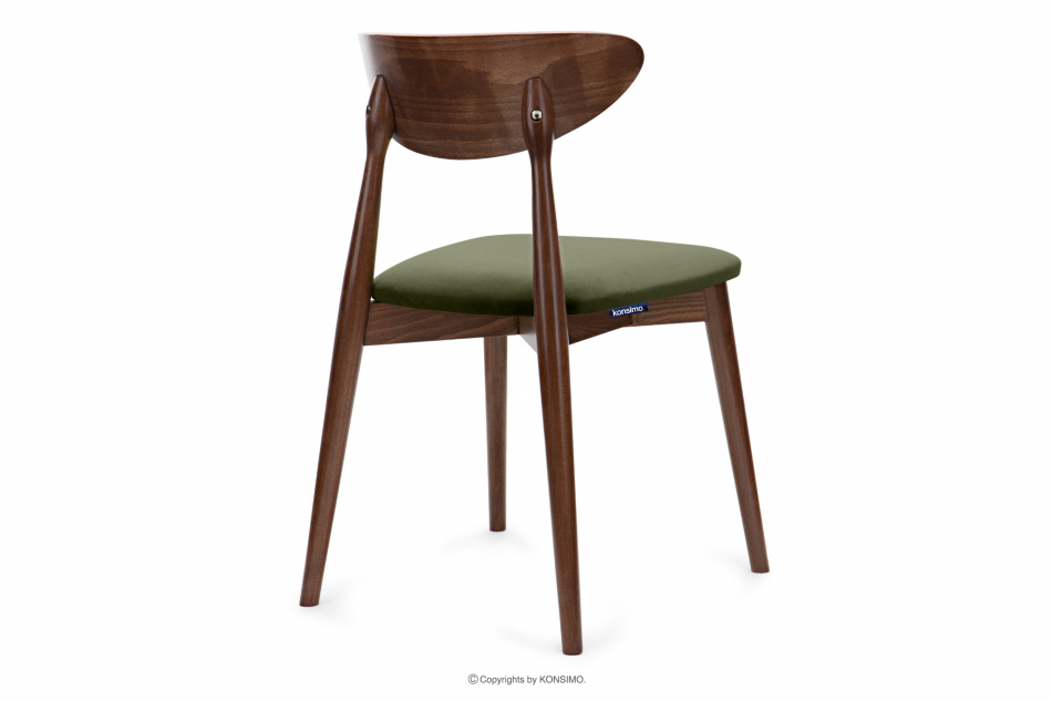 RABI Krzesło drewniane orzech średni zielony welur zielony/orzech średni - zdjęcie 3