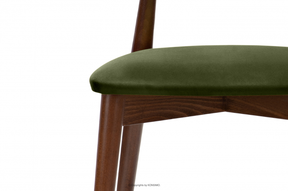 RABI Krzesło drewniane orzech średni zielony welur zielony/orzech średni - zdjęcie 5