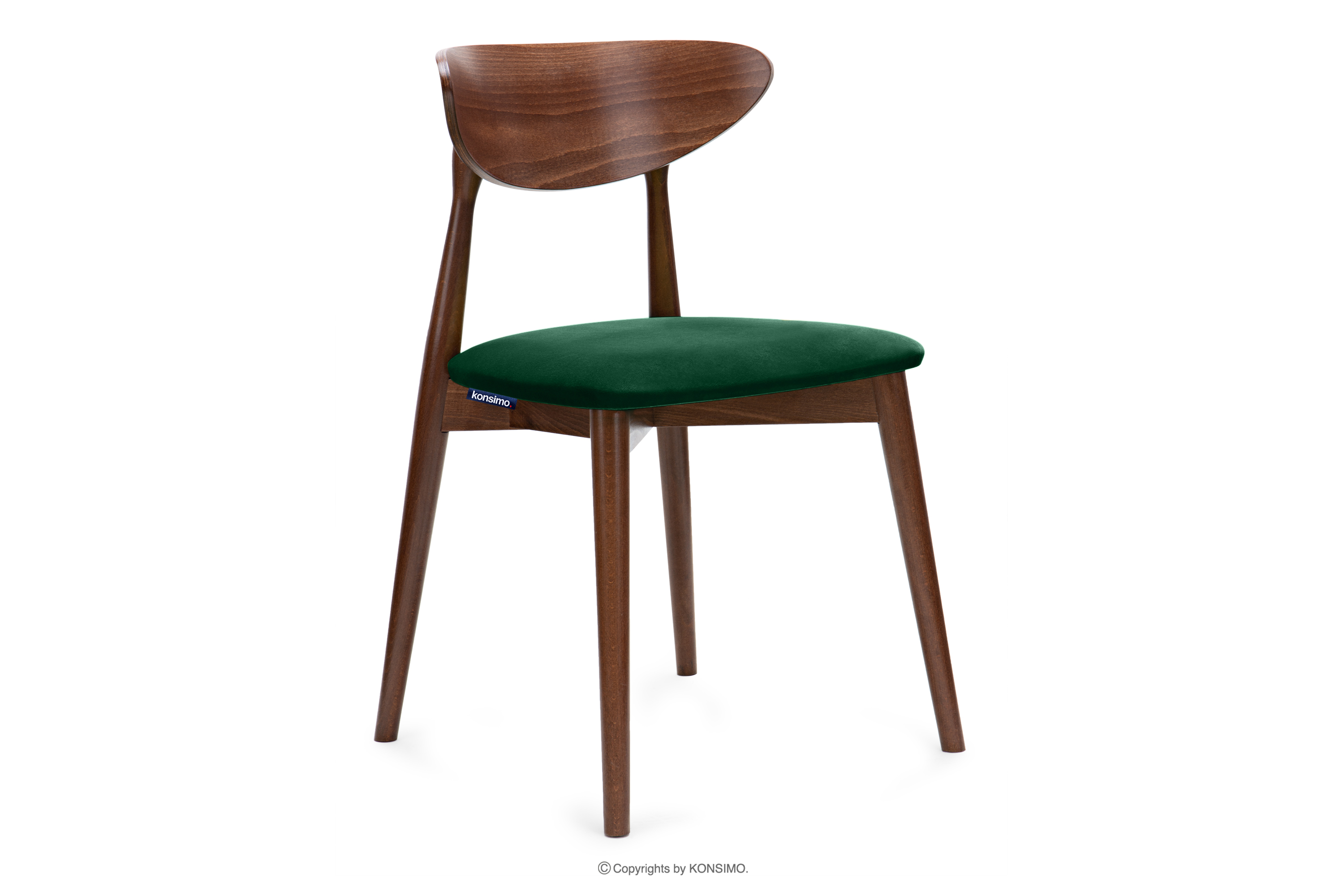 Krzesło drewniane orzech średni ciemny zielony welur