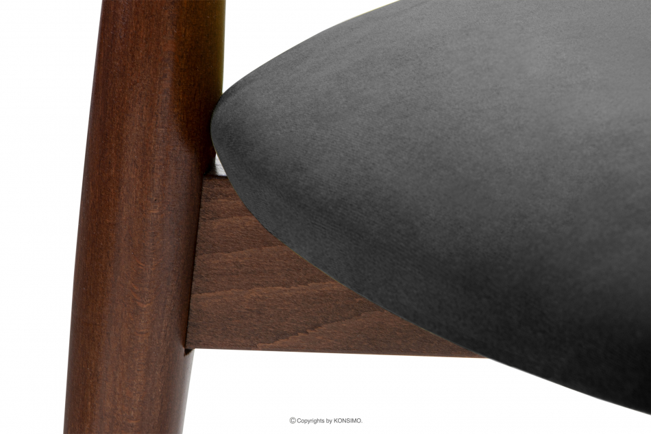 RABI Krzesła drewniane orzech średni szary welur 2szt szary/orzech średni - zdjęcie 5