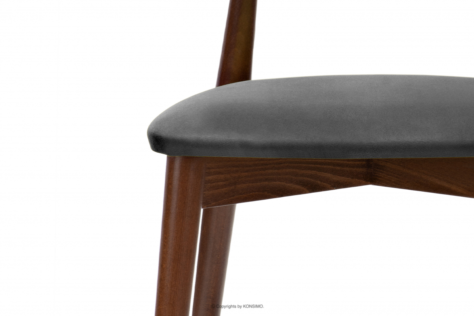 RABI Krzesła drewniane orzech średni szary welur 2szt szary/orzech średni - zdjęcie 6