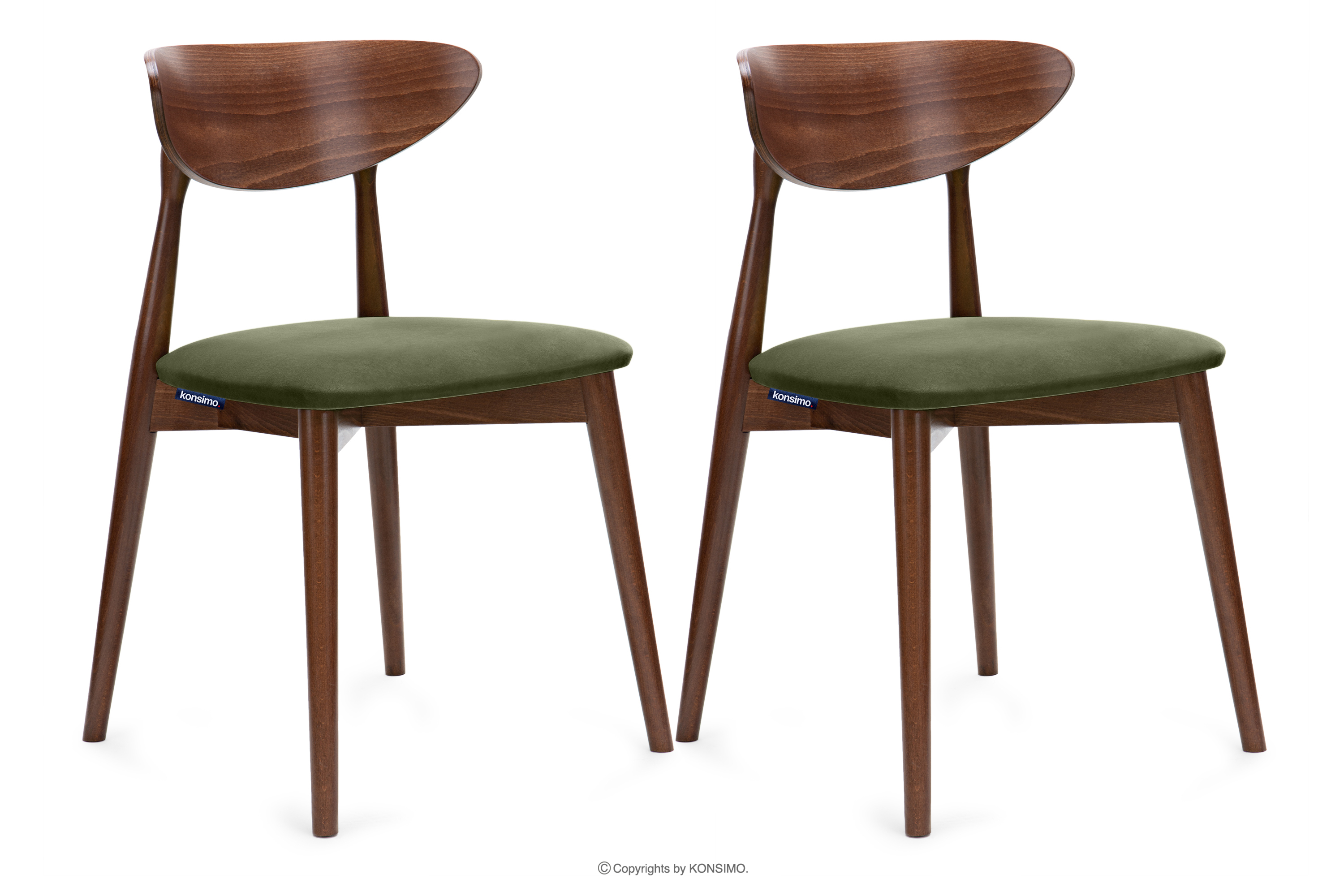 Krzesła drewniane orzech średni zielony welur 2szt