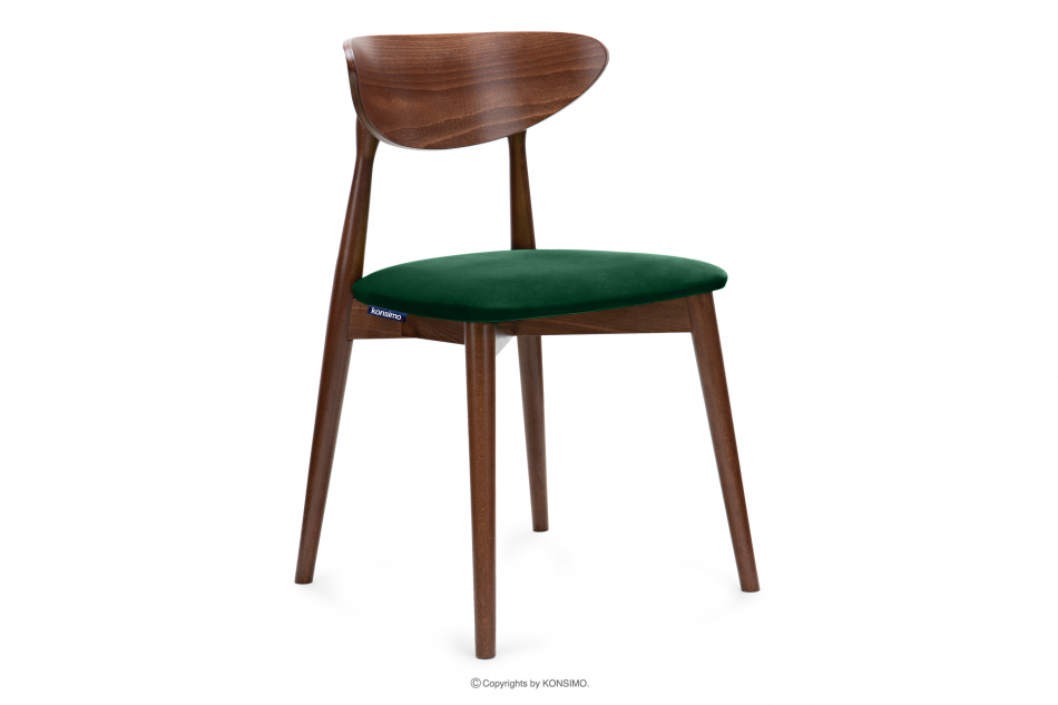 RABI Krzesła drewniane orzech średni ciemny zielony welur 2szt ciemny zielony/orzech średni - zdjęcie 2