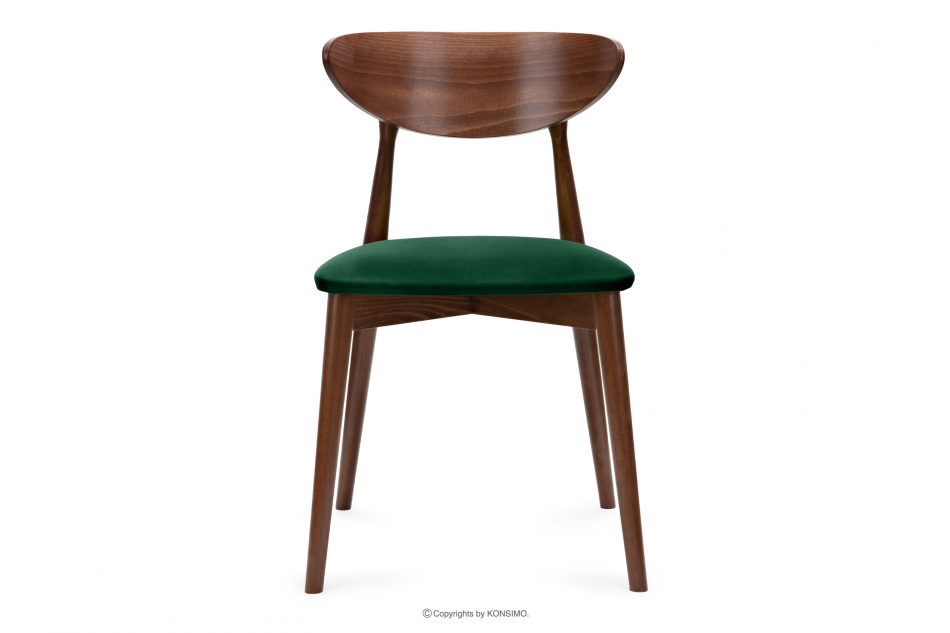 RABI Krzesła drewniane orzech średni ciemny zielony welur 2szt ciemny zielony/orzech średni - zdjęcie 3
