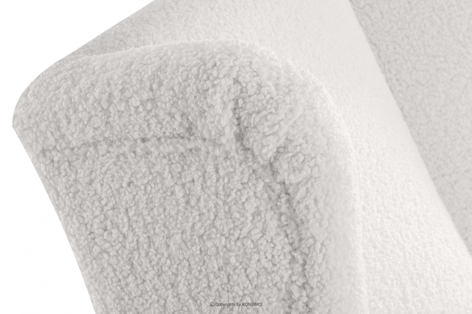 TULES Fotel bujany z kieszenią w tkaninie baranek biały biały - zdjęcie 7