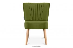 DUCO, https://konsimo.pl/kolekcja/duco/ Fotel na wysokich nogach w tkaninie welur oliwkowy oliwkowy/buk - zdjęcie