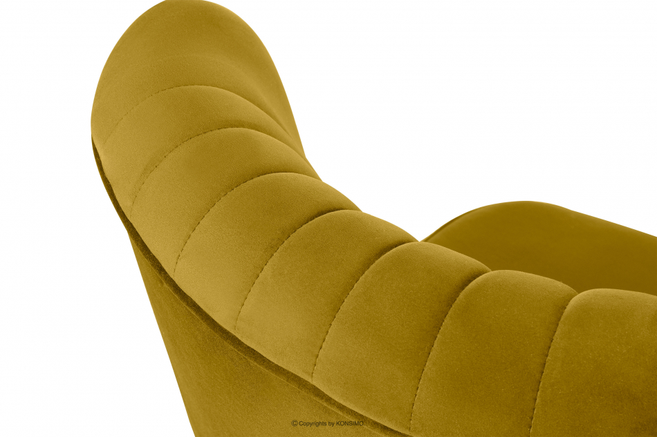 DUCO Fotel w tkaninie welur na wysokich nogach żółty żółty/dąb - zdjęcie 5