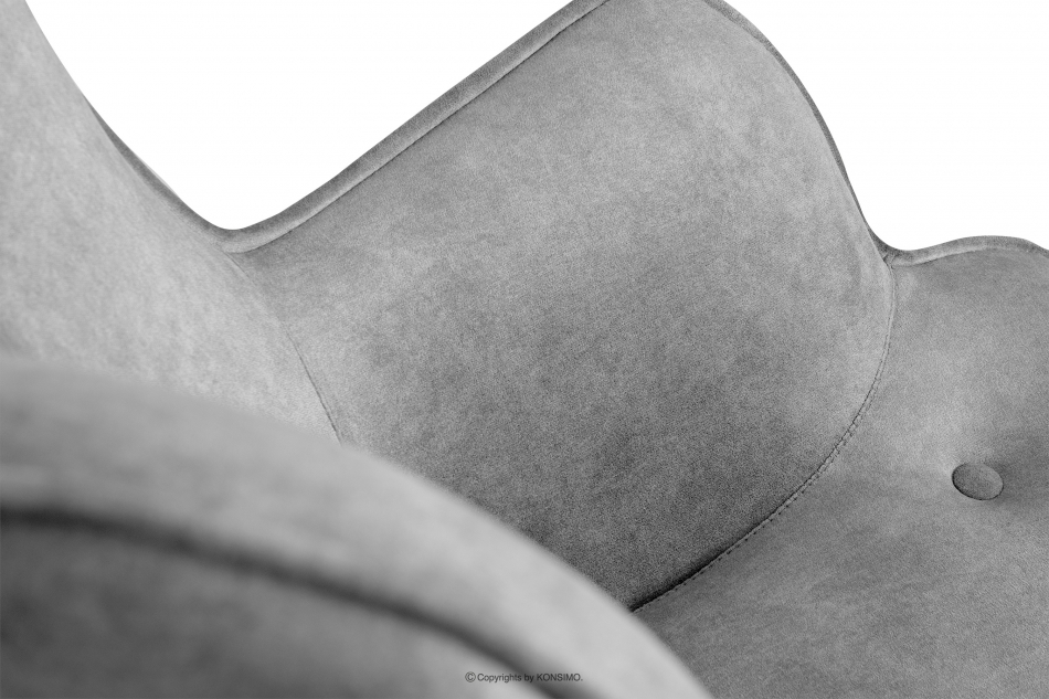 GLORI Fotel wypoczynkowy z pikowaniem welur jasny szary jasny szary/czarny - zdjęcie 4