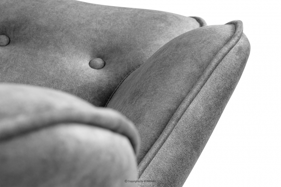 GLORI Fotel wypoczynkowy z pikowaniem welur jasny szary jasny szary/czarny - zdjęcie 5