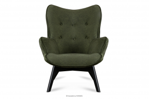 GLORI, https://konsimo.pl/kolekcja/glori/ Fotel wypoczynkowy z pikowaniem welur ciemny zielony ciemny zielony/czarny - zdjęcie