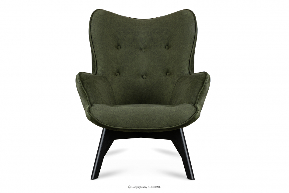 GLORI Fotel wypoczynkowy z pikowaniem welur ciemny zielony ciemny zielony/czarny - zdjęcie 0