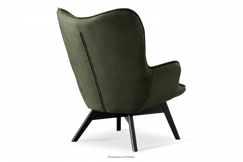 GLORI Fotel wypoczynkowy z pikowaniem welur ciemny zielony ciemny zielony/czarny - zdjęcie 4