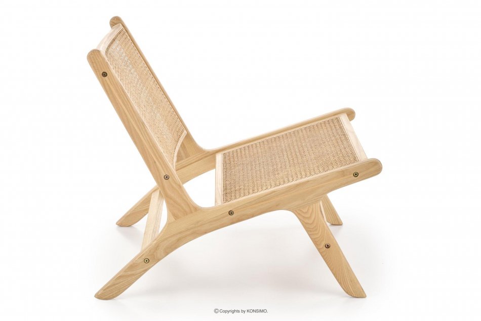 CALLIPTE Drewniany fotel ogrodowy w stylu boho beżowy - zdjęcie 4