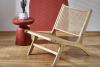 CALLIPTE Drewniany fotel ogrodowy w stylu boho beżowy - zdjęcie 2