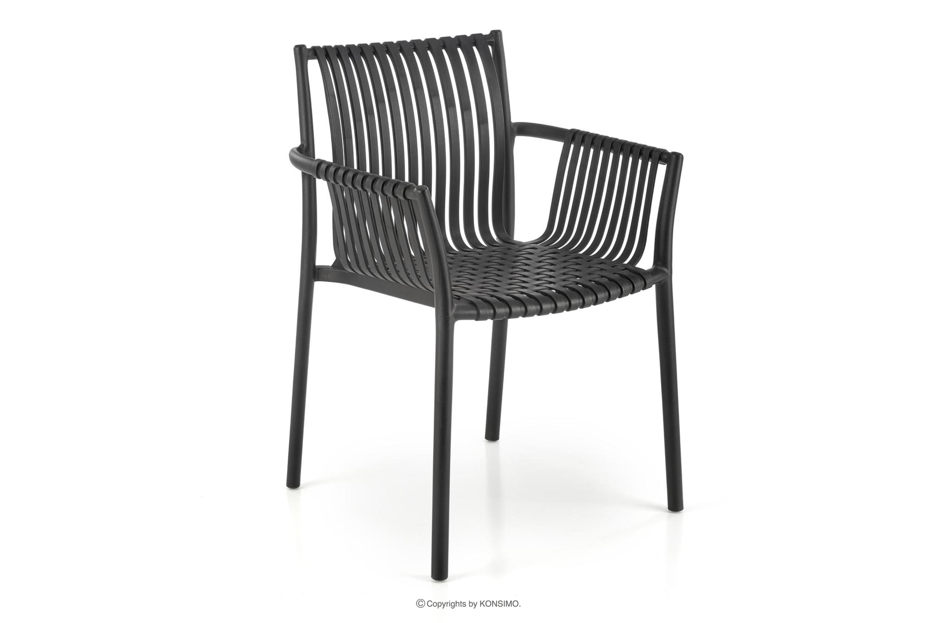 Czarne krzesło ogrodowe w stylu nowoczesnym