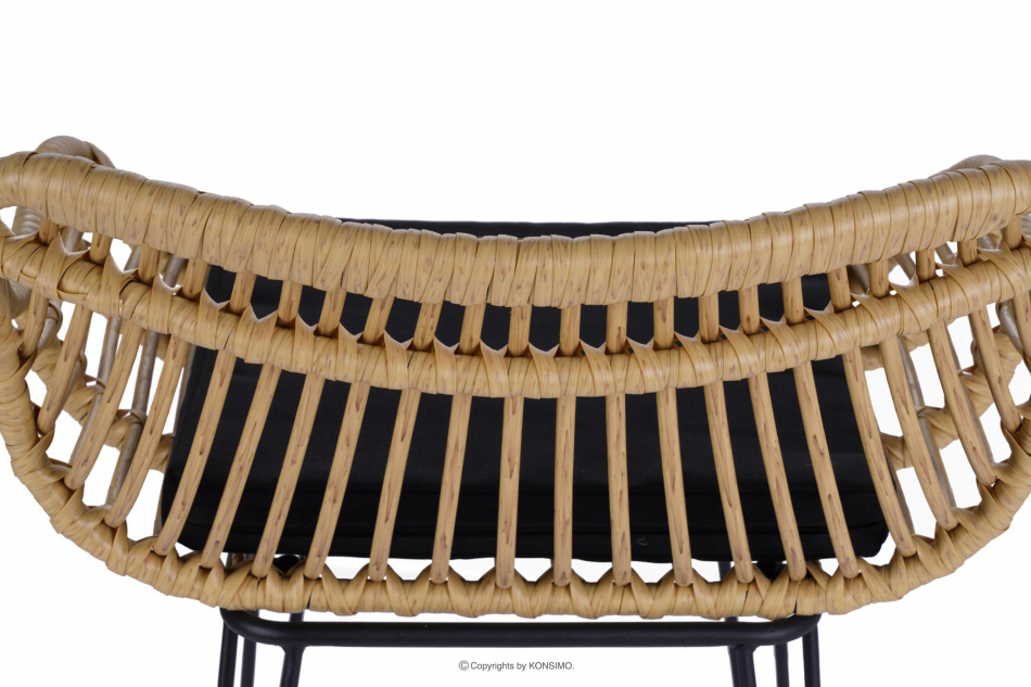 BERIDIS Hoker w stylu loft z rattanu syntetycznego czarny/beżowy - zdjęcie 6