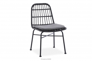 SOLVA, https://konsimo.pl/kolekcja/solva/ Czarne krzesło na taras rattan syntetyczny czarny/szary - zdjęcie
