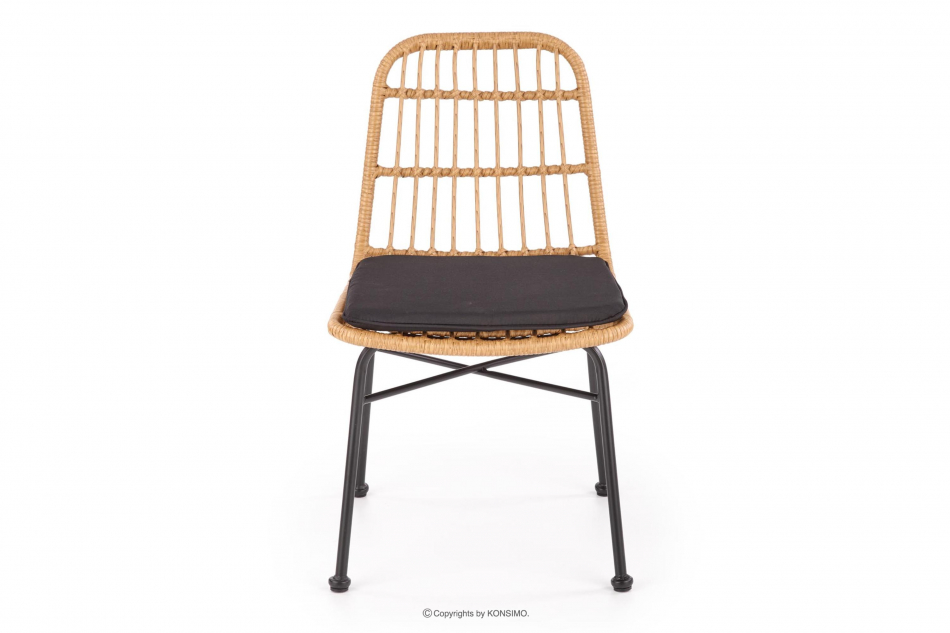 SOLVA Beżowe krzesło na taras rattan syntetyczny beżowy/czarny - zdjęcie 2