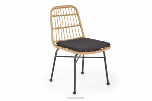 SOLVA, https://konsimo.pl/kolekcja/solva/ Beżowe krzesło na taras rattan syntetyczny beżowy/czarny - zdjęcie