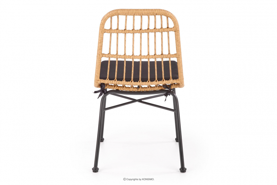 SOLVA Beżowe krzesło na taras rattan syntetyczny beżowy/czarny - zdjęcie 5
