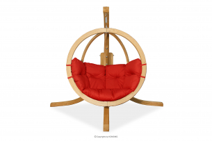 HIGLO, https://konsimo.pl/kolekcja/higlo/ Wiszący fotel ogrodowy drewniany boho czerwony czerwony - zdjęcie