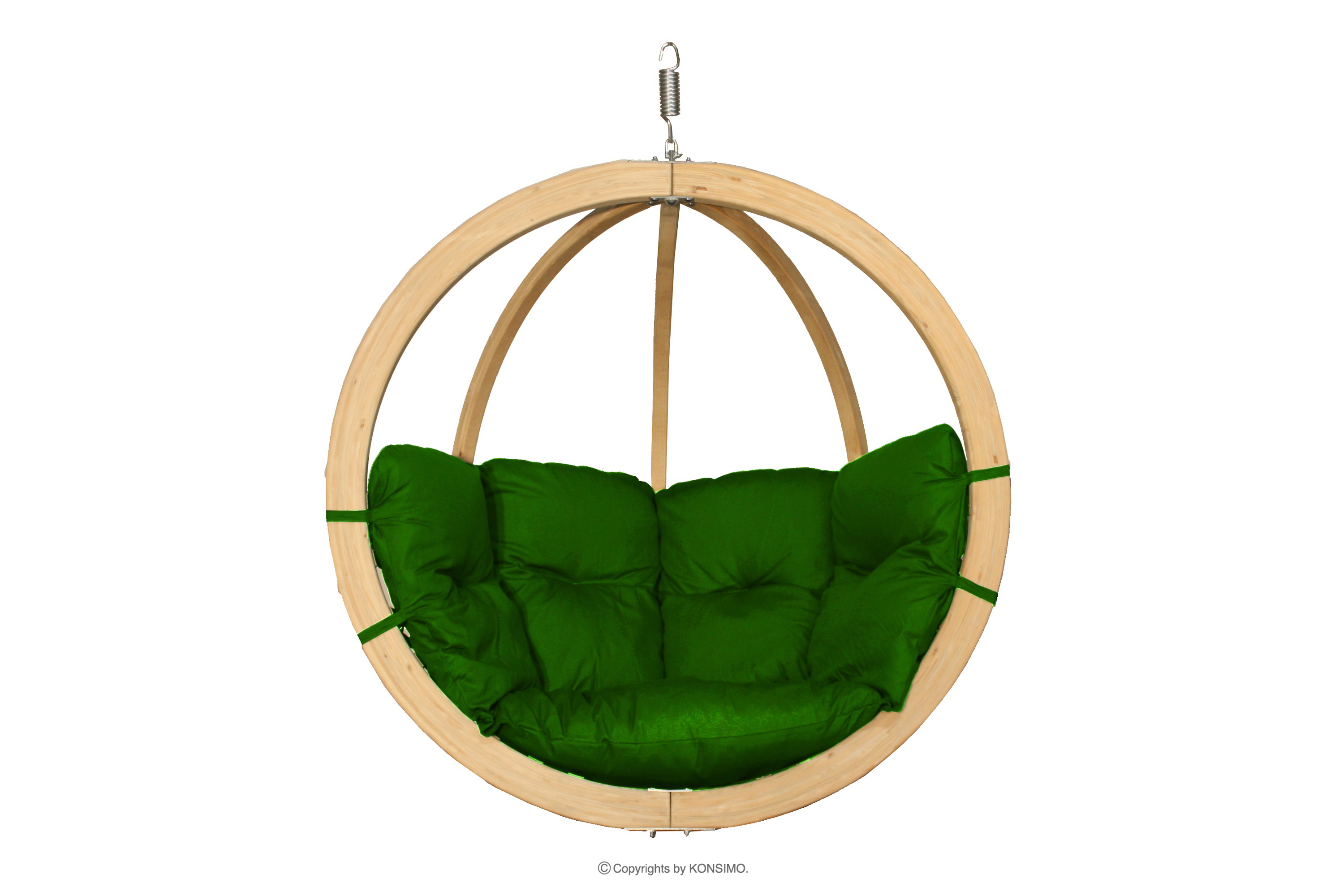 Fotel wiszący kokon drewniany zielony
