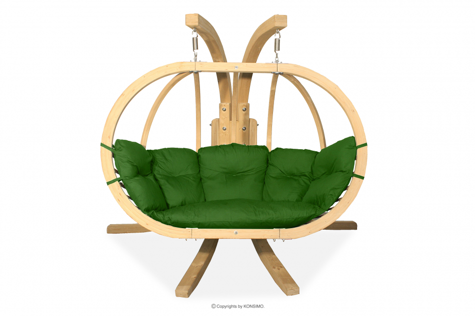 CALLISTO Fotel wiszący dwuosobowy na ogród drewniany zielony zielony - zdjęcie 0