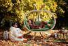 CALLISTO Fotel wiszący dwuosobowy na ogród drewniany zielony zielony - zdjęcie 2