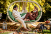 CALLISTO Fotel wiszący dwuosobowy na ogród drewniany zielony zielony - zdjęcie 10