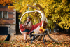 CALLISTO Wiszący fotel ogrodowy drewniany dwuosobowy czerwony czerwony - zdjęcie 9